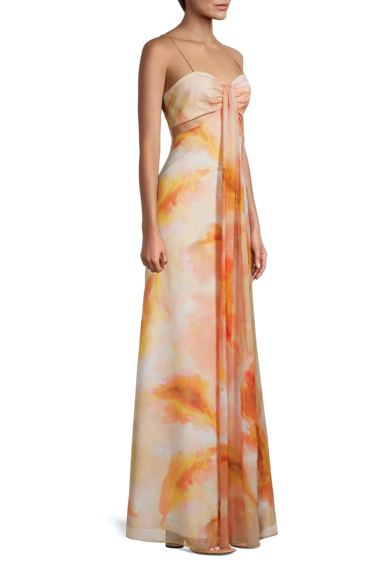 Aidan by Aidan Mattox Women's Sweetheart Gathered Maxi Dress in Sunkist Coral