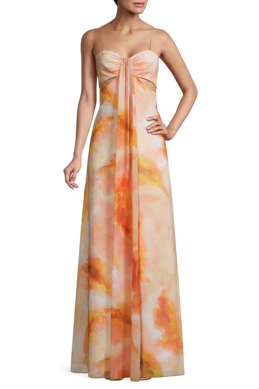 Aidan by Aidan Mattox Women's Sweetheart Gathered Maxi Dress in Sunkist Coral