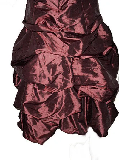 *BEAUTIFUL BILL LEVKOFF RUCHED WEDDING CAKE LOOK EVENING GOWN BALL GOWN IN FRENCH BORDEAUX - PERFECT FOR THE HOLIDAYS