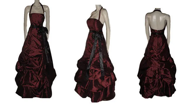 *BEAUTIFUL BILL LEVKOFF RUCHED WEDDING CAKE LOOK EVENING GOWN BALL GOWN IN FRENCH BORDEAUX - PERFECT FOR THE HOLIDAYS