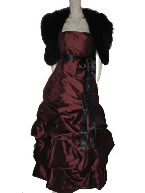 *BEAUTIFUL BILL LEVKOFF RUCHED WEDDING CAKE LOOK EVENING GOWN BALL GOWN IN FRENCH BORDEAUX - PERFECT FOR THE HOLIDAYS