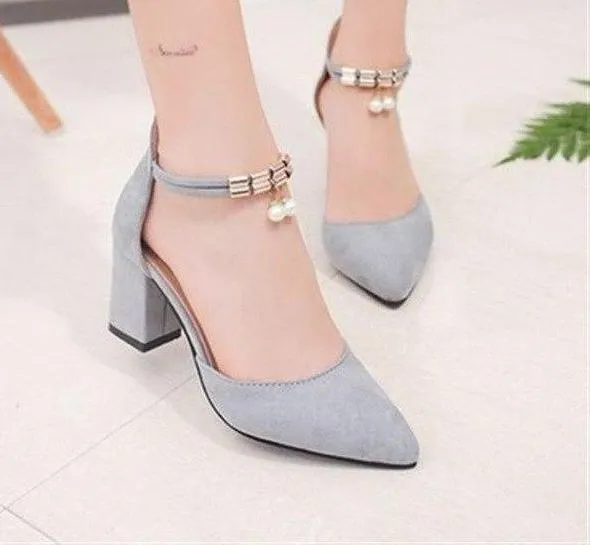 Big Size Elegant Flock Shoes High Heels