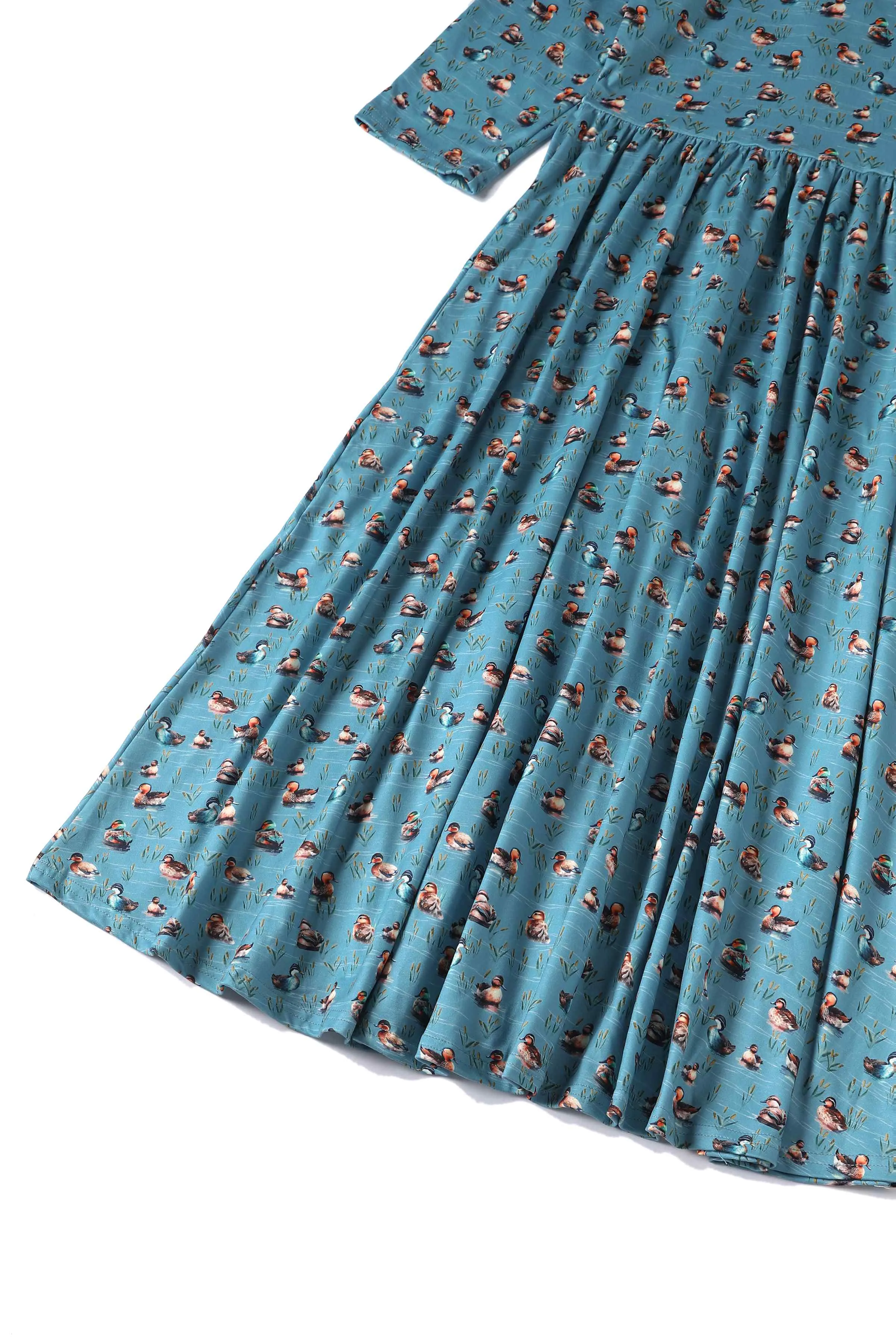 Billie Blue Duck Print Long Sleeved Dress