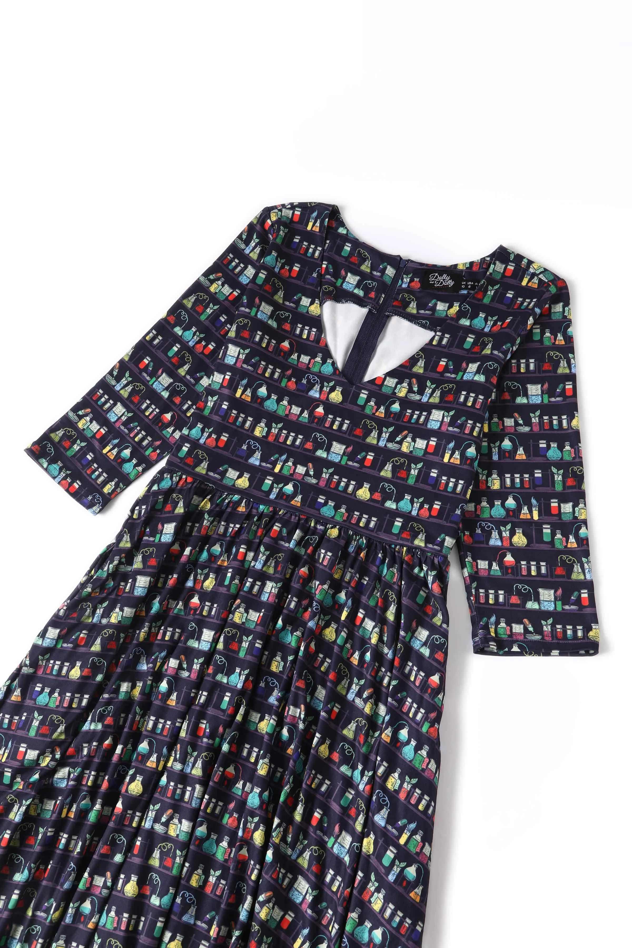 Billie Navy Blue Science Lab Flared Dress