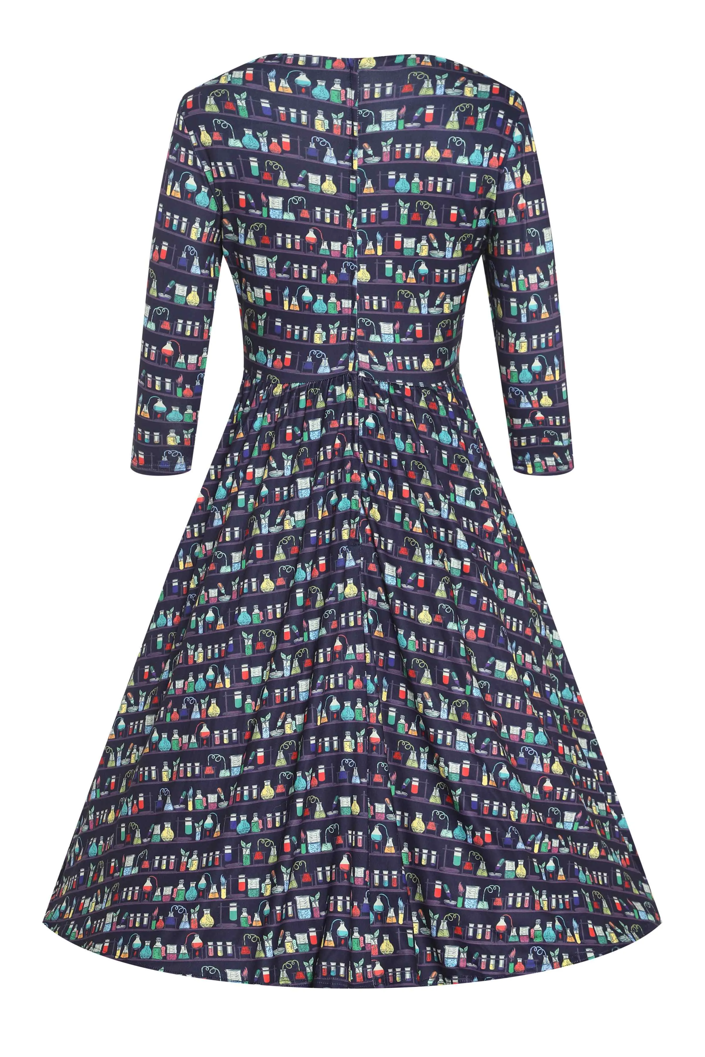 Billie Navy Blue Science Lab Flared Dress