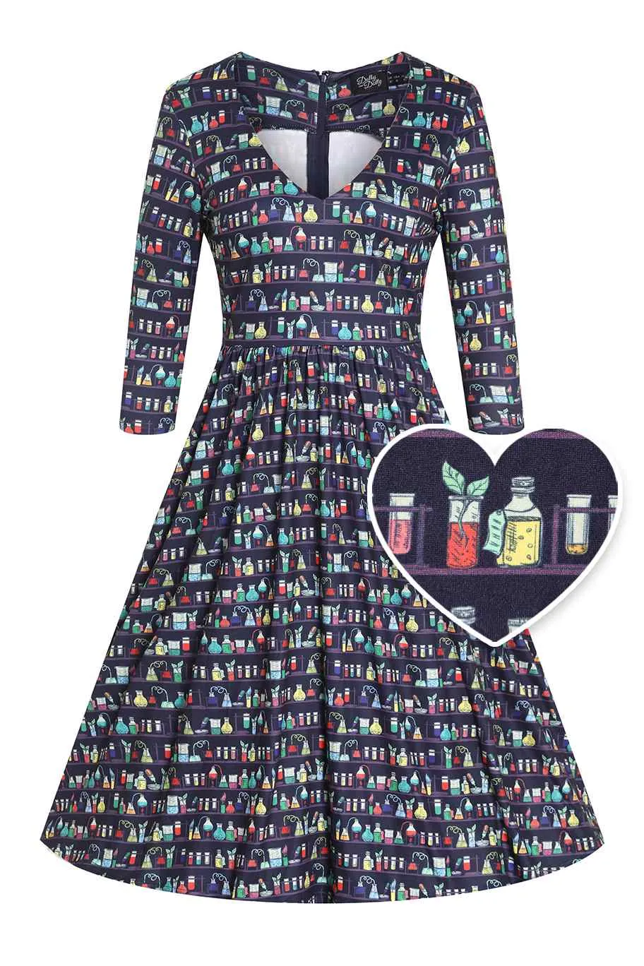 Billie Navy Blue Science Lab Flared Dress