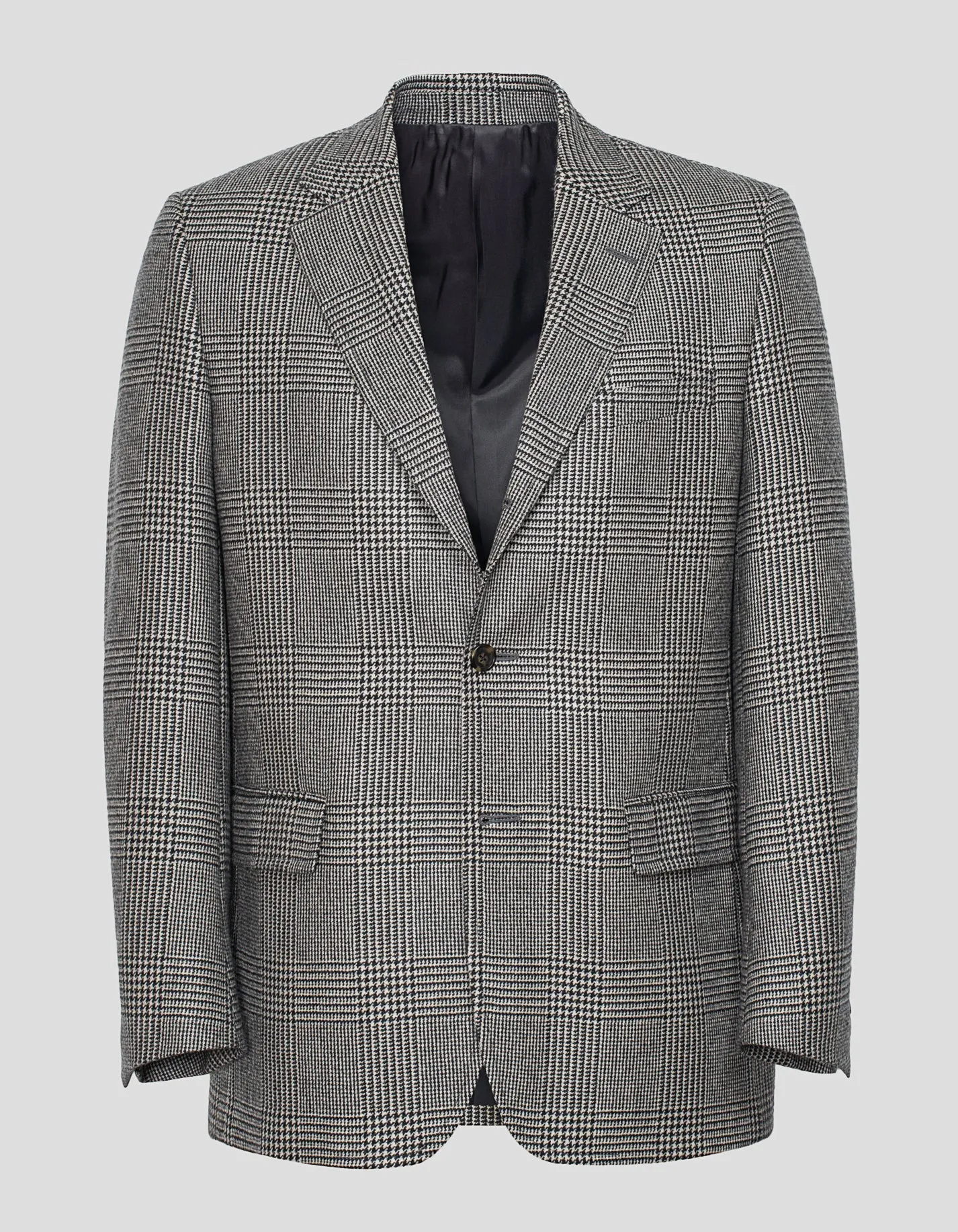 BLACK AND WHITE PLAID CASHMERE SPORT COAT