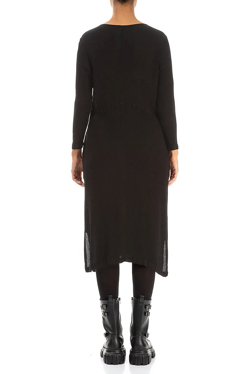 Black Silk Viscose Shift Dress