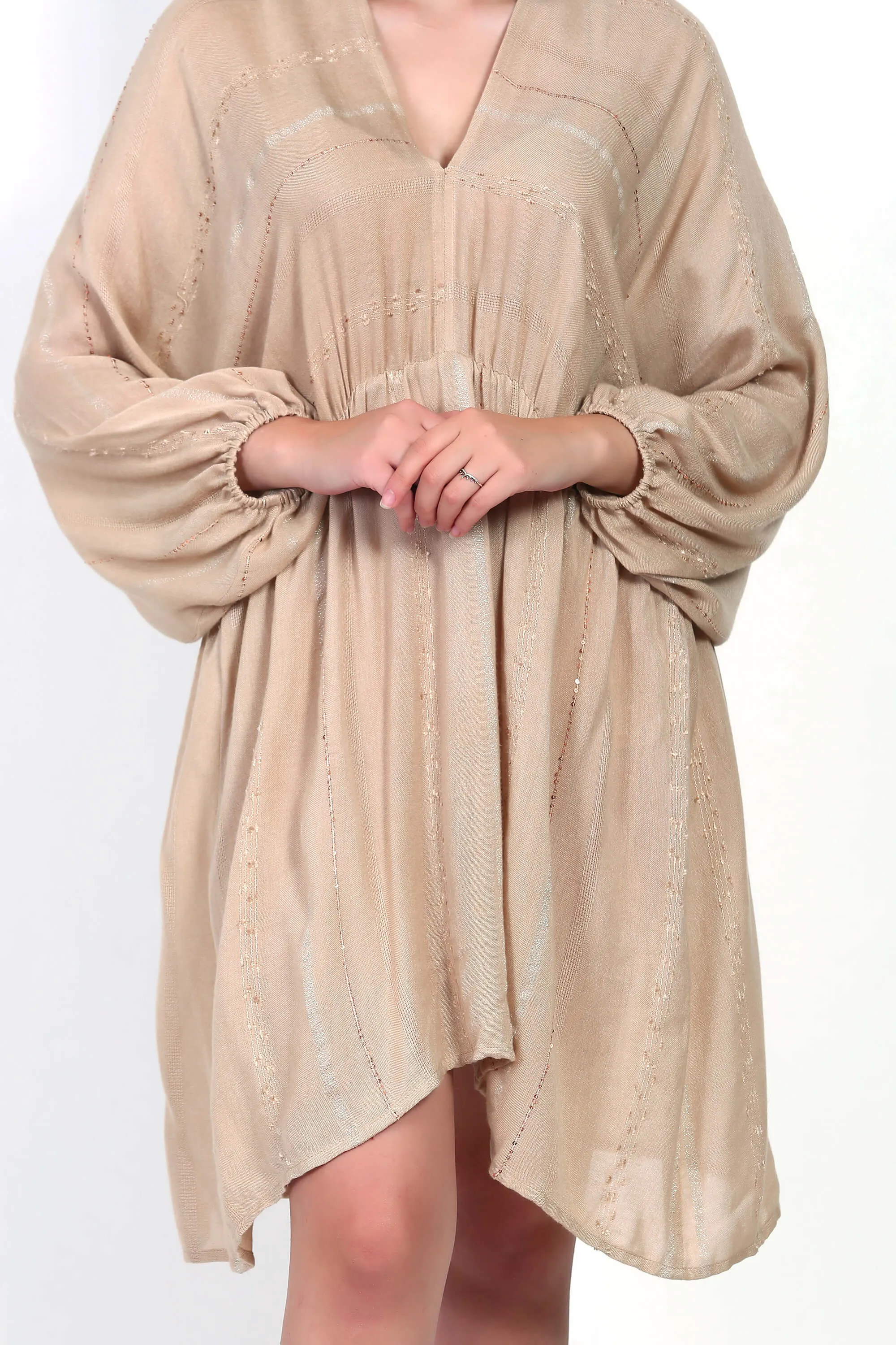 Breezy Beige Lightweight Rayon Dress