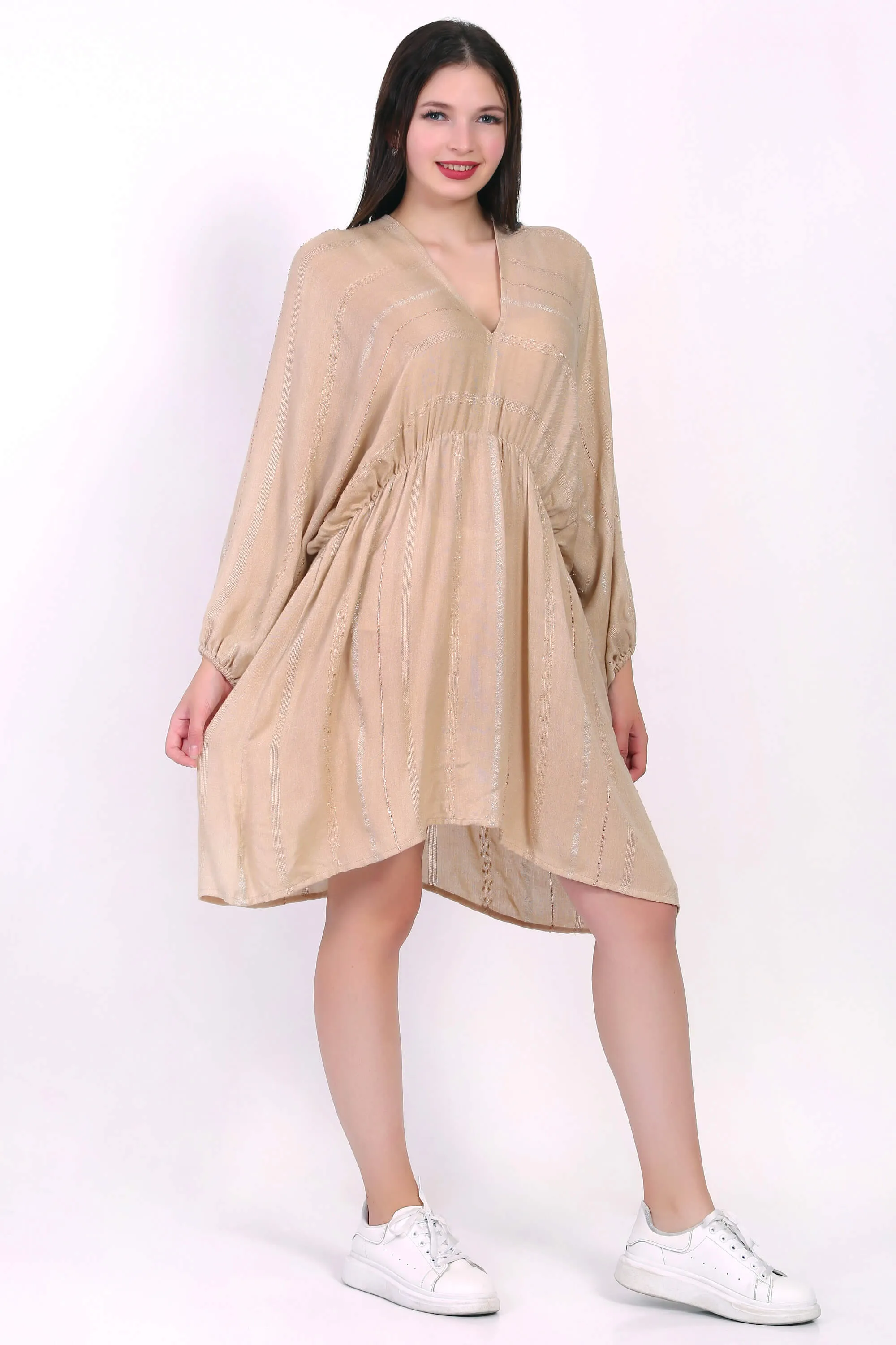 Breezy Beige Lightweight Rayon Dress