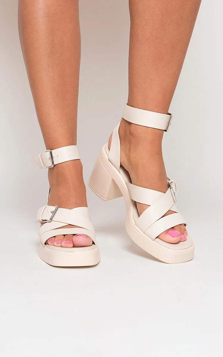 Cris Cross Ankle Strap Heeled Sandals