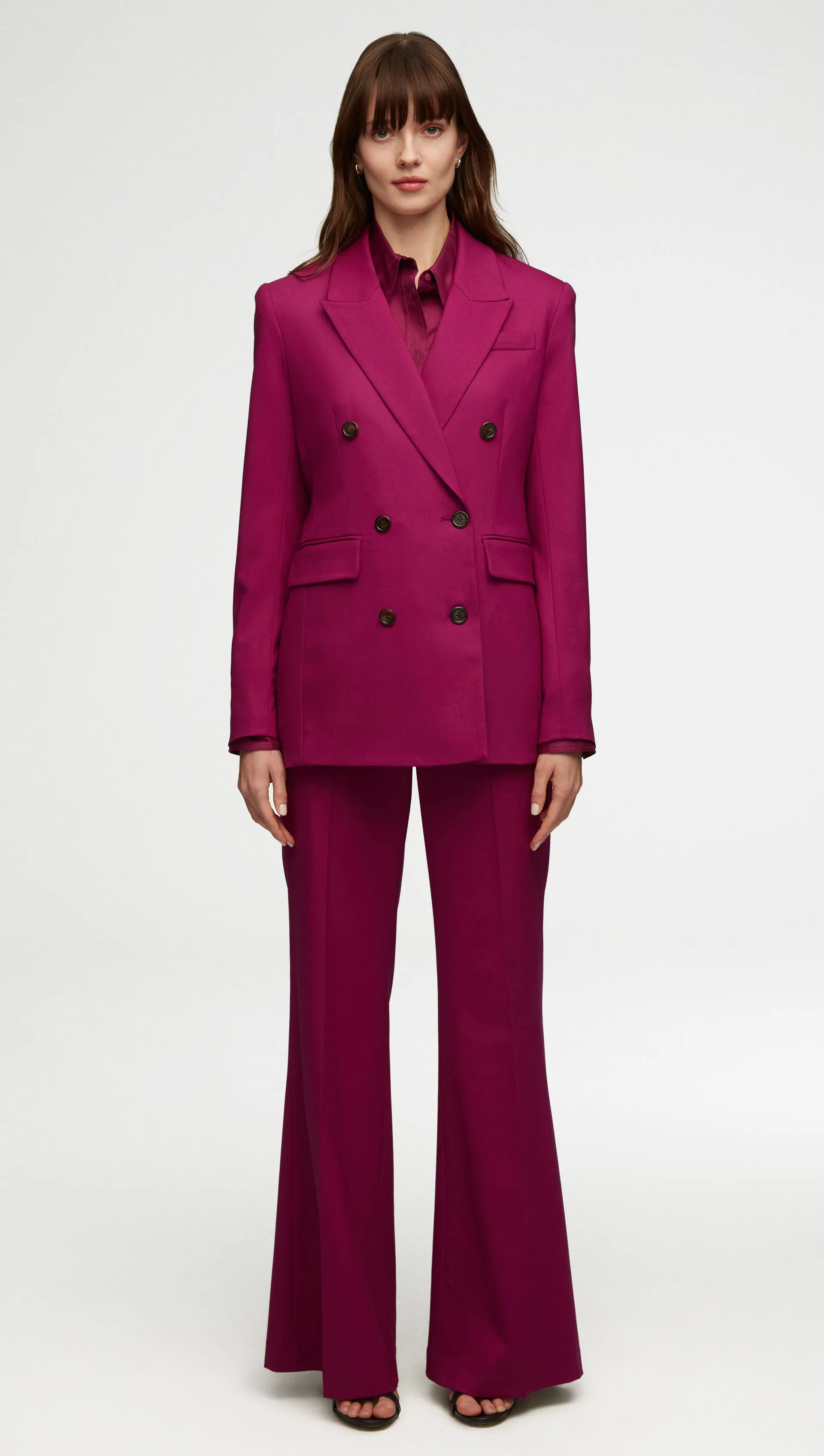 Double-Breasted Blazer in Seasonless Wool | Magenta