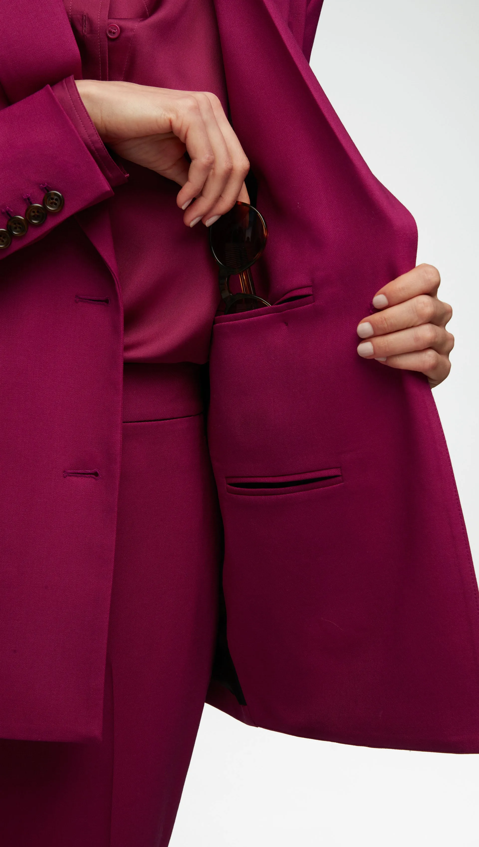 Double-Breasted Blazer in Seasonless Wool | Magenta