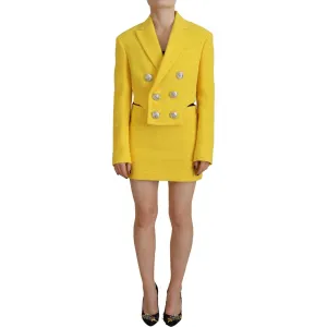 Dsquared² Yellow Double Breasted Mini Suit Blazer Skirt Set