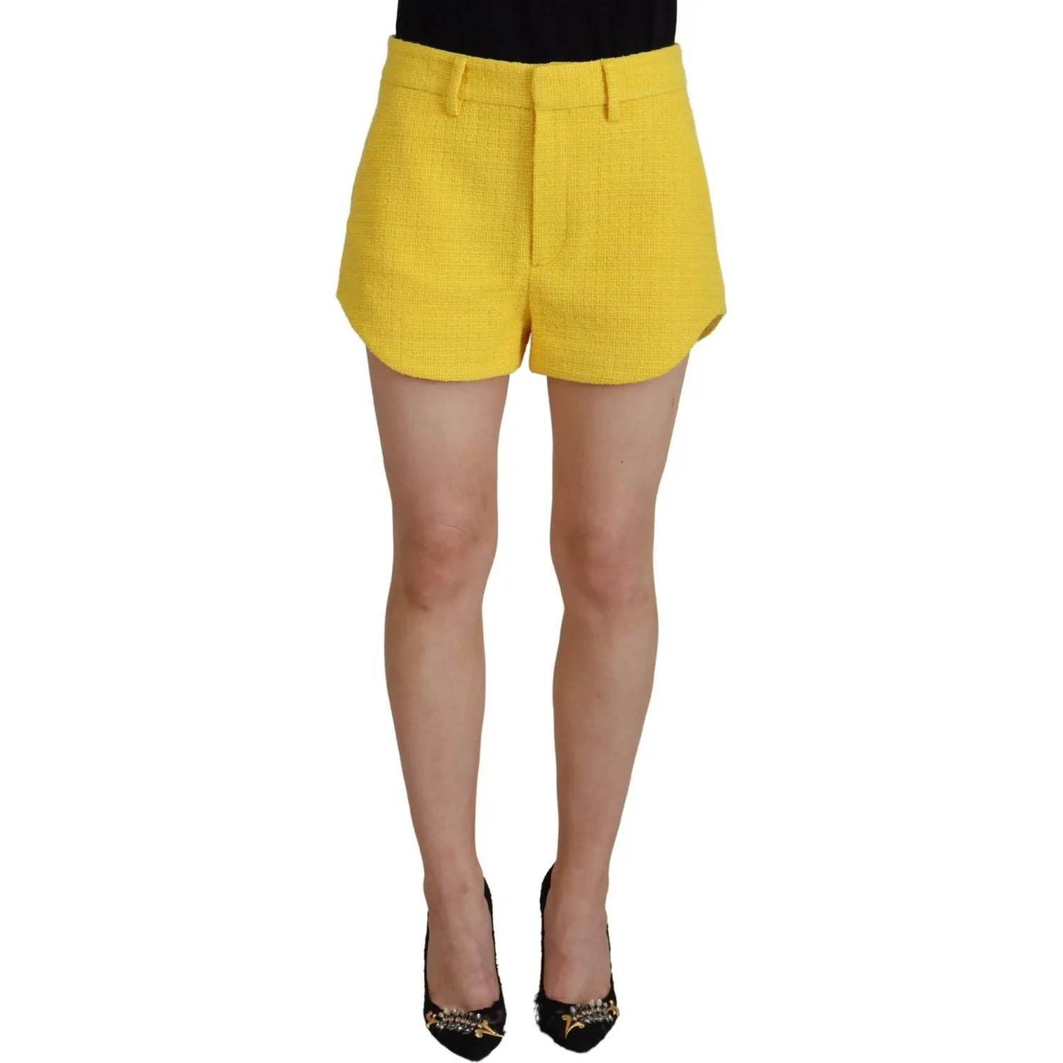 Dsquared² Yellow Peak Double Breasted Suit Blazer Short Set