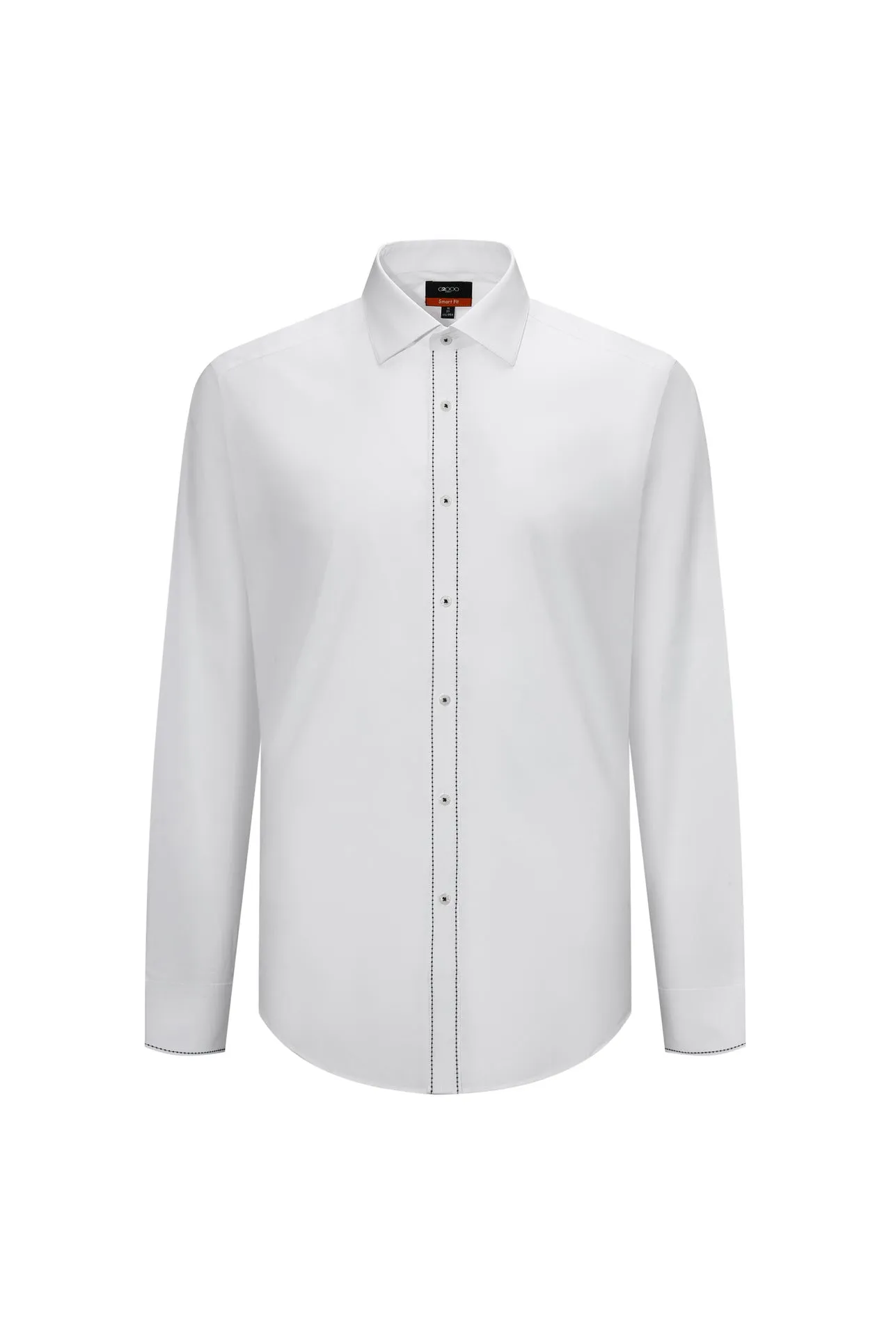 Easy Care Stretch Poplin Shirt in Smart Fit Semi-Spread Collar