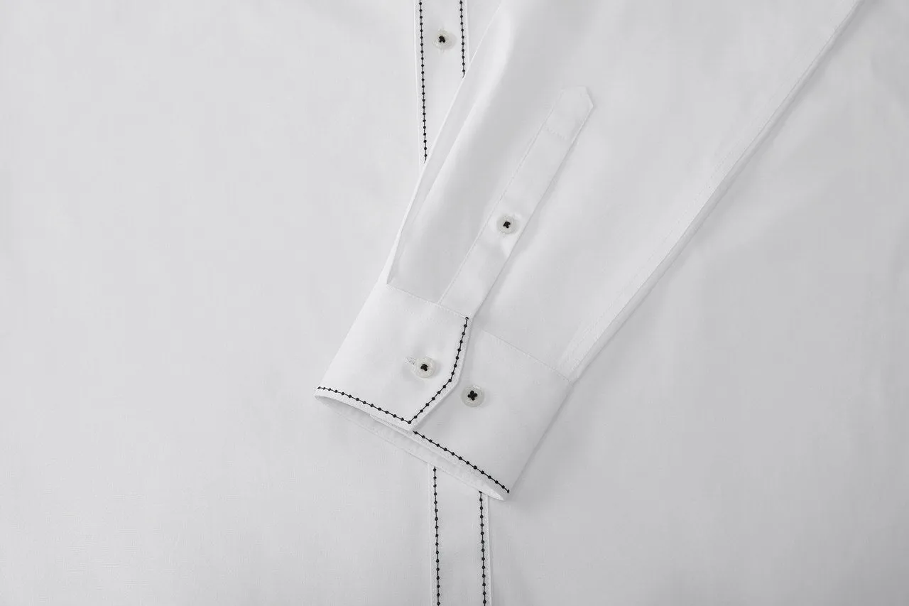 Easy Care Stretch Poplin Shirt in Smart Fit Semi-Spread Collar