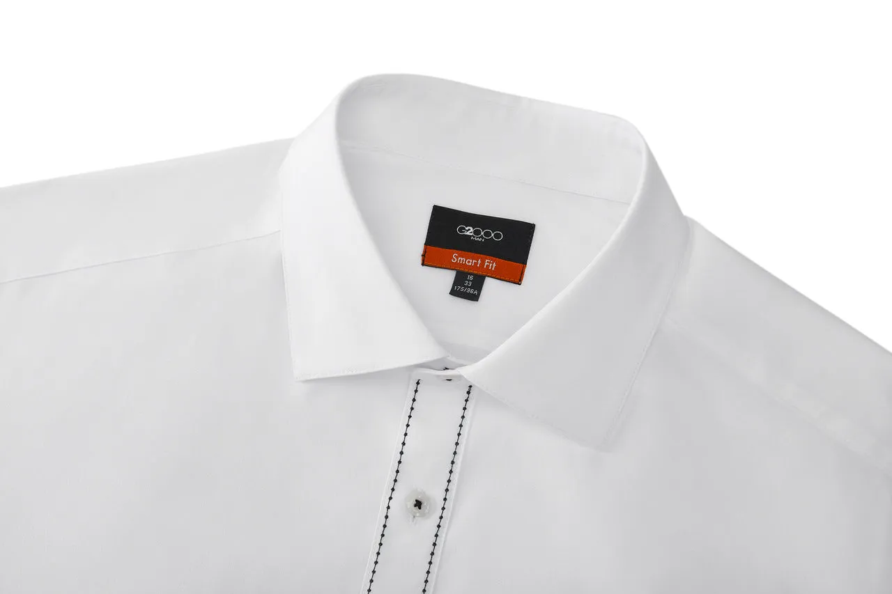 Easy Care Stretch Poplin Shirt in Smart Fit Semi-Spread Collar