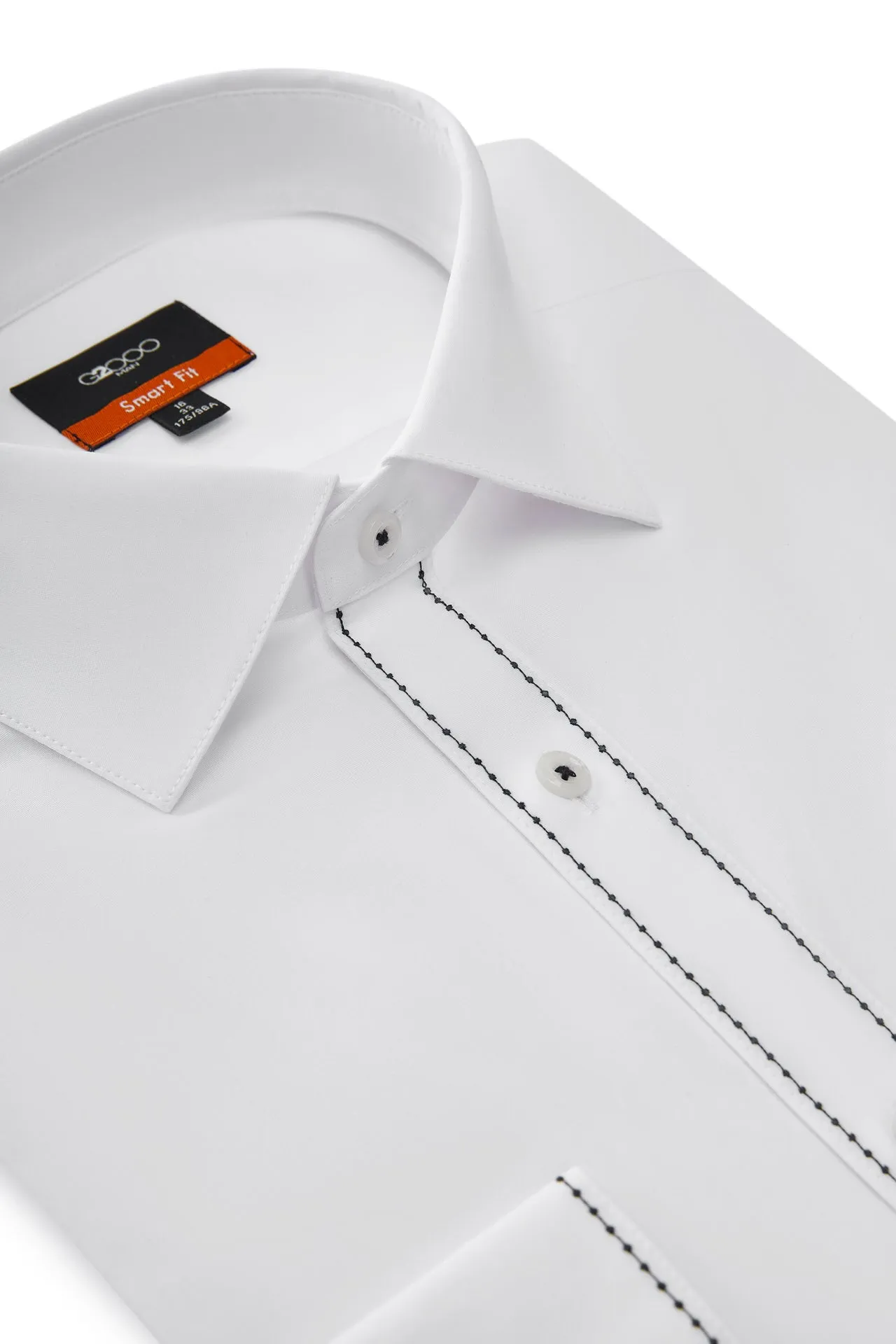 Easy Care Stretch Poplin Shirt in Smart Fit Semi-Spread Collar