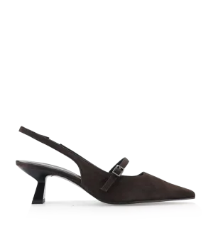 Elina 50 slingback stiletter, brun ruskind