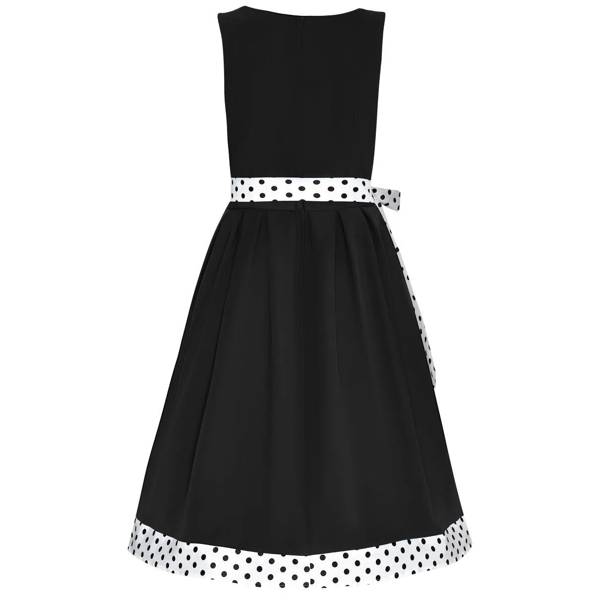 Elizabeth Swing Dress in Black & White Polka