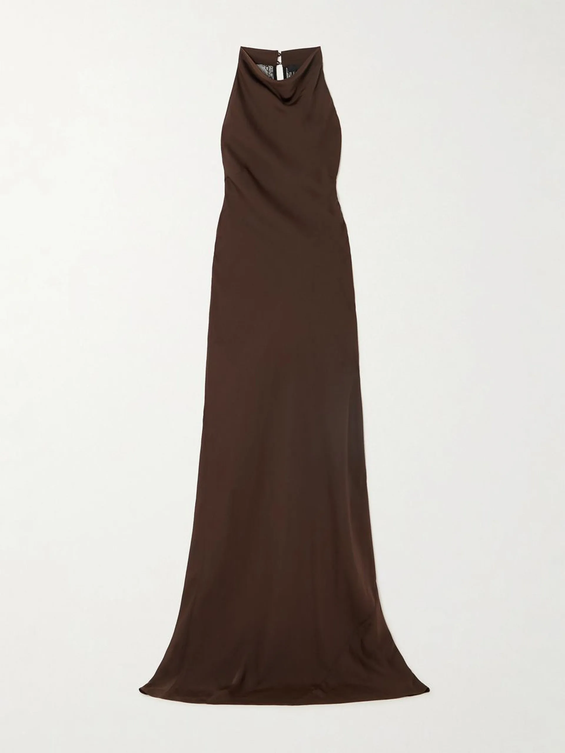 Estrana draped lace-trimmed recycled-crepe maxi dress