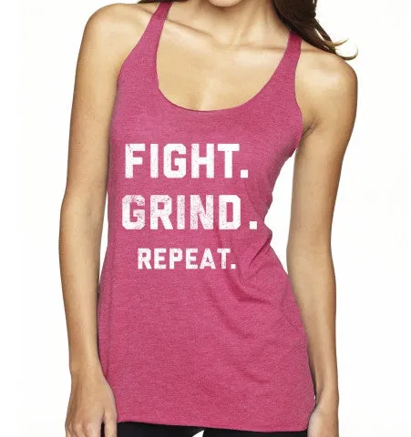 FIGHT. GRIND. REPEAT. Women's Racerback Tank Top - PINK