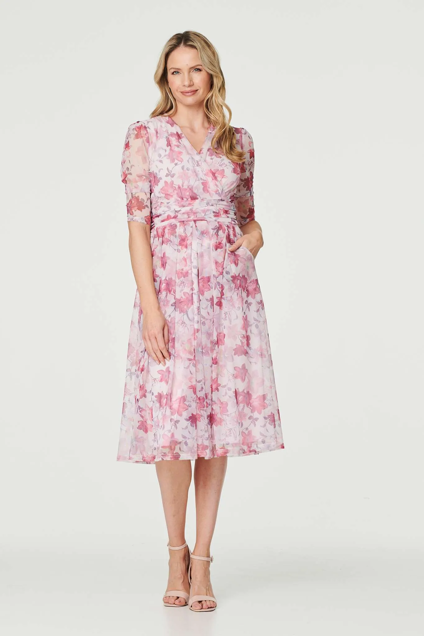 Floral Wrap Front Tea Dress