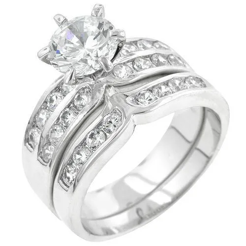 Formal Rhodium Plated Engagement Set