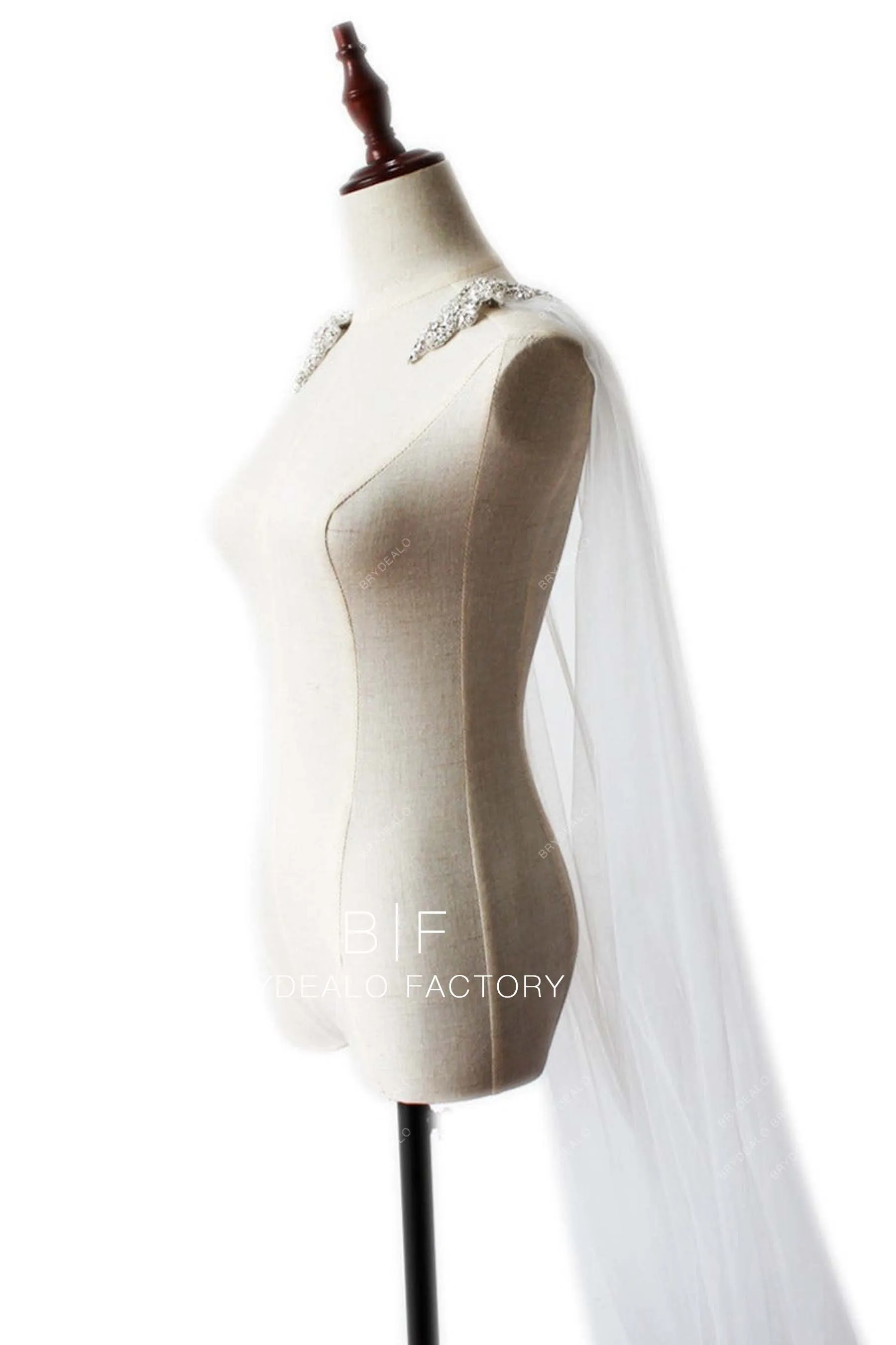 Graceful Cathedral Length Rhinestones Tulle Shoulder Veil