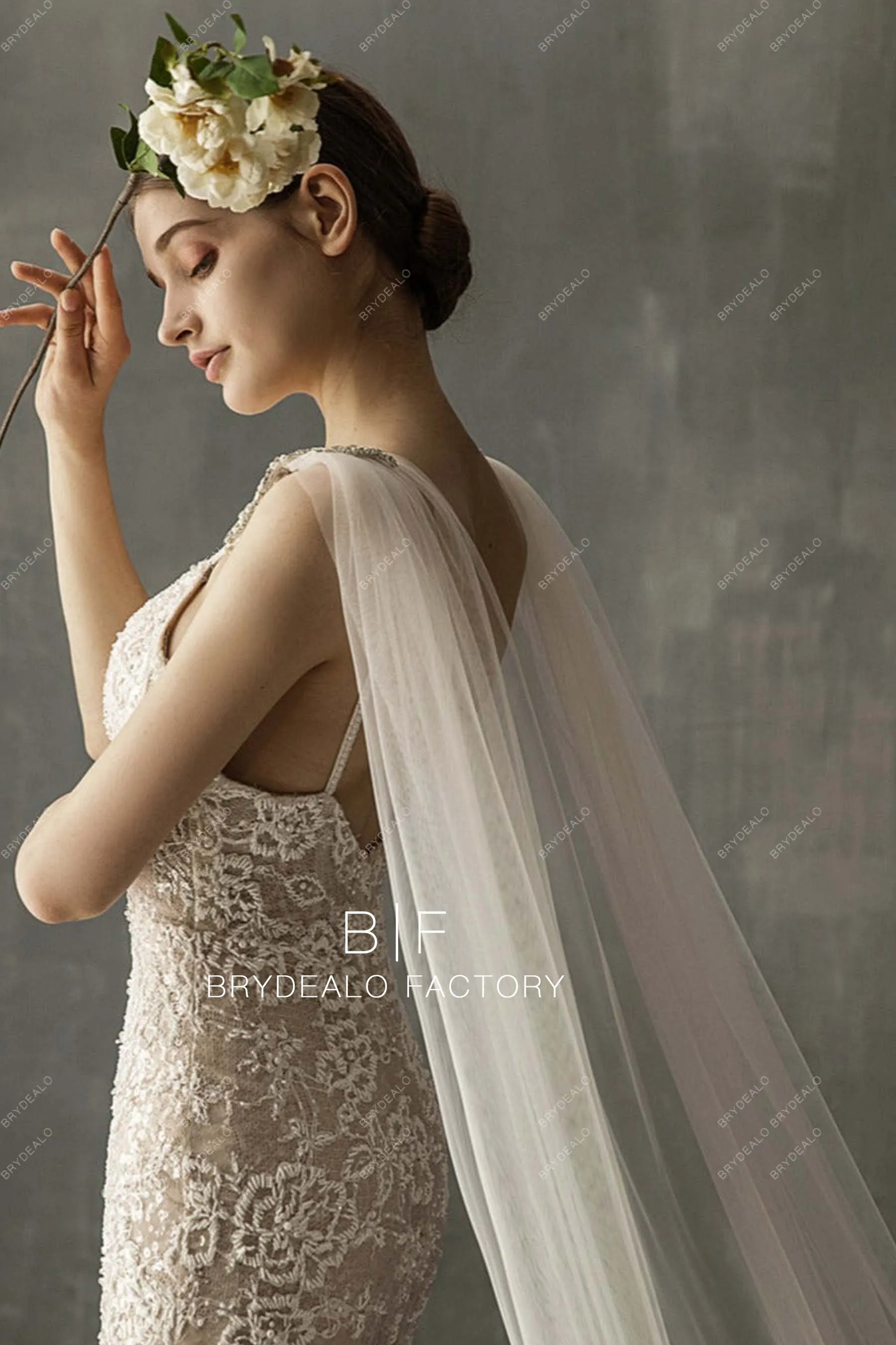 Graceful Cathedral Length Rhinestones Tulle Shoulder Veil