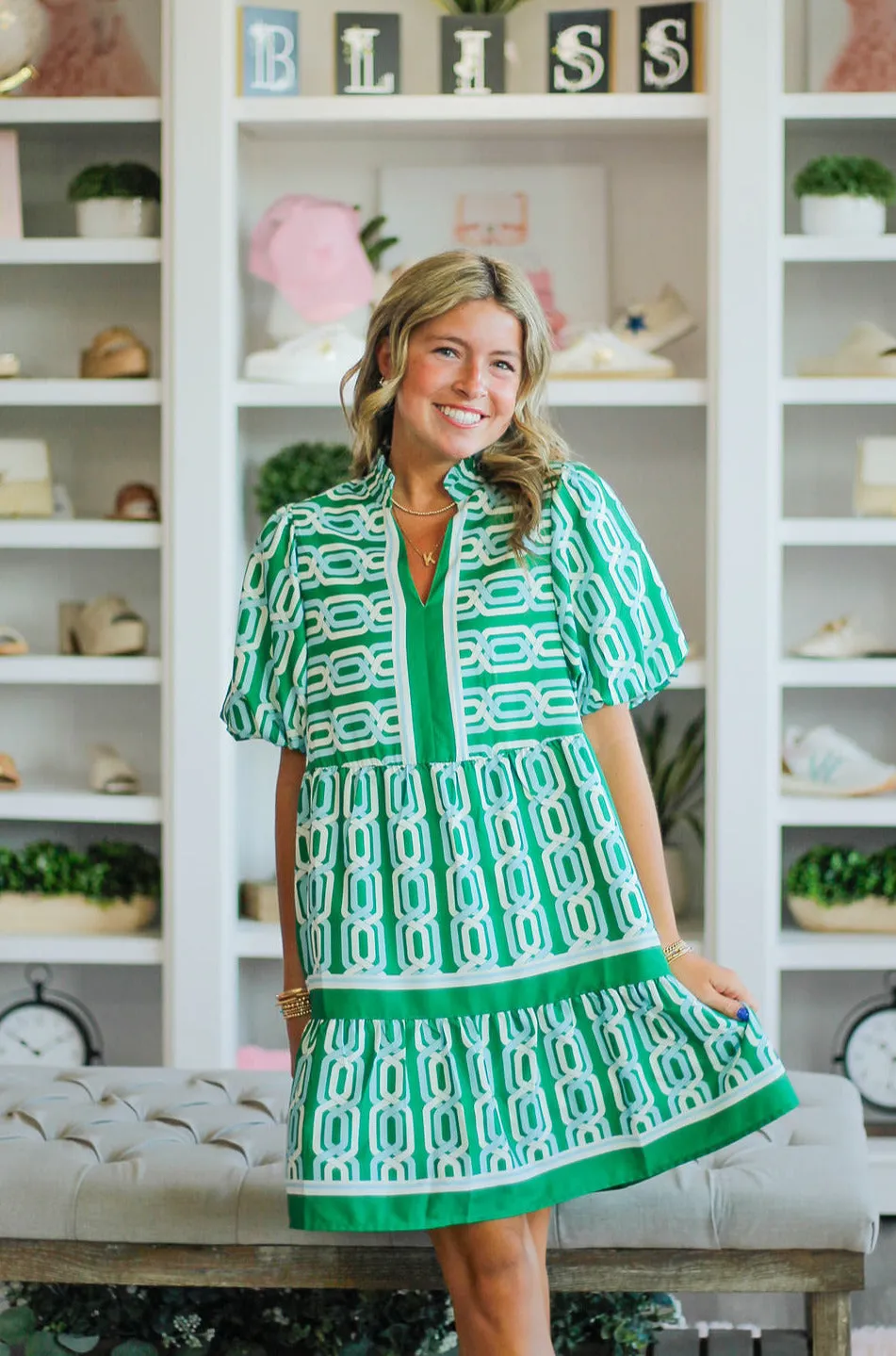 Green Geometric Dress