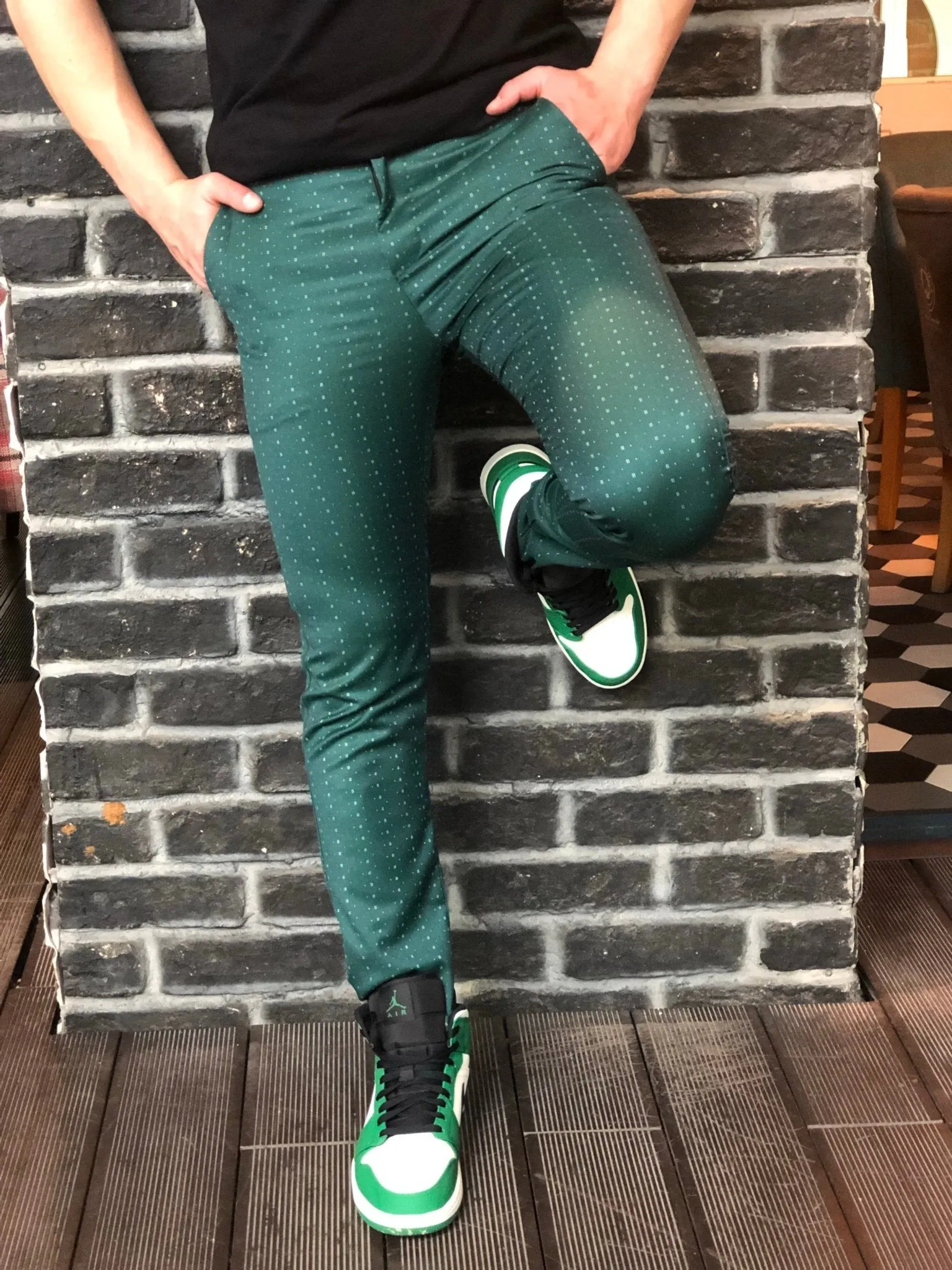 Green Slim Fit Casual Pant DJ110 Streetwear Pant