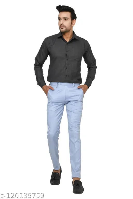 Haul Chic SKY BLUE Slim Fit Formal Trouser Pant For Men