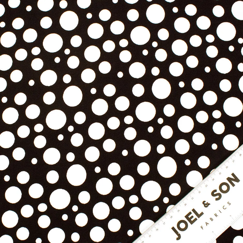 Ivory Irregular Spotted Black Stretch Silk Crêpe