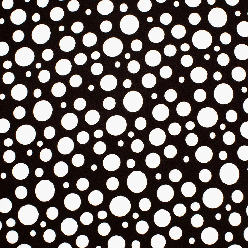 Ivory Irregular Spotted Black Stretch Silk Crêpe