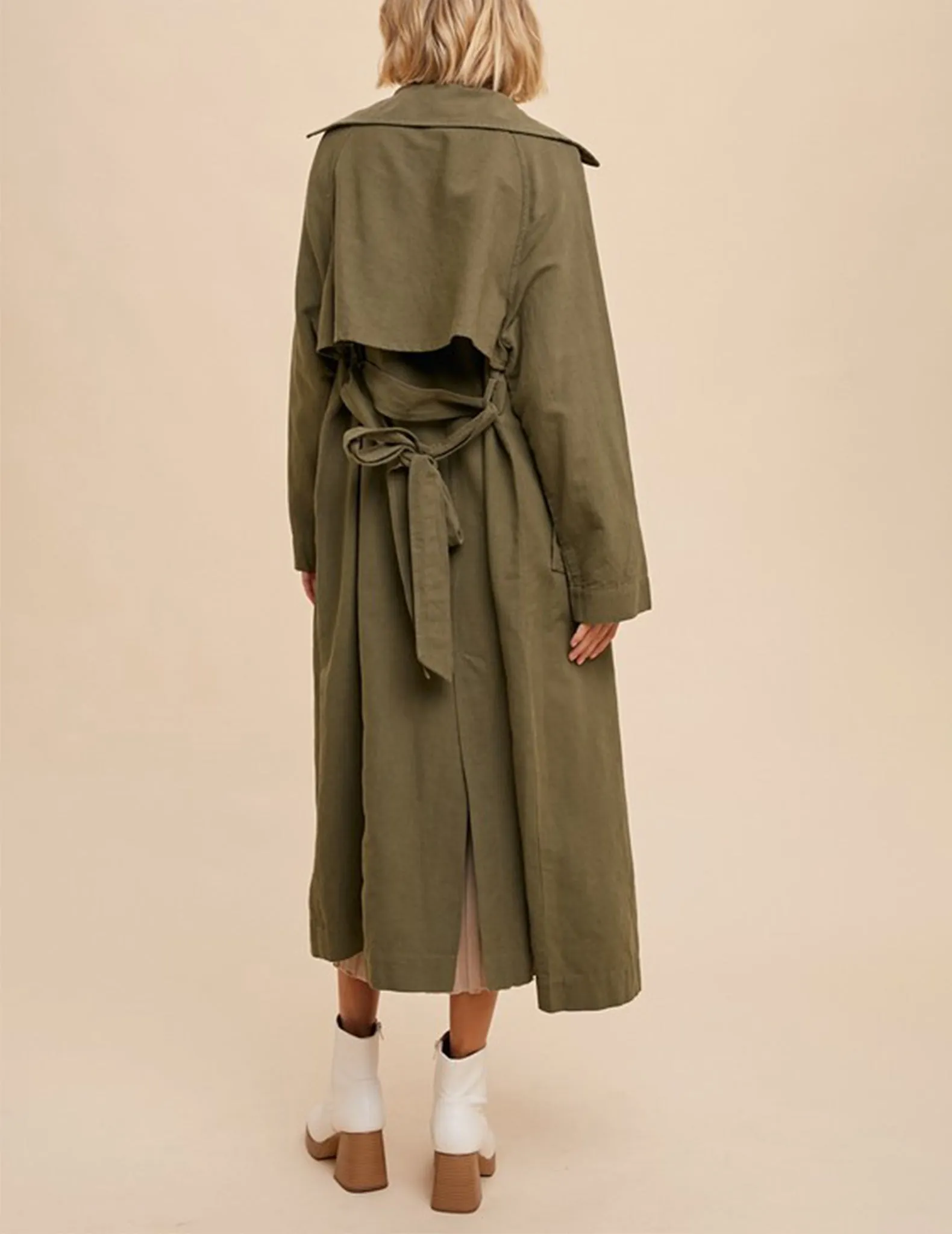 Leigh Longline Olive Green Trench Coat