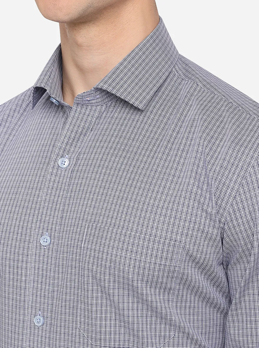 Light Blue Checked Regular Fit Formal Shirt | JadeBlue