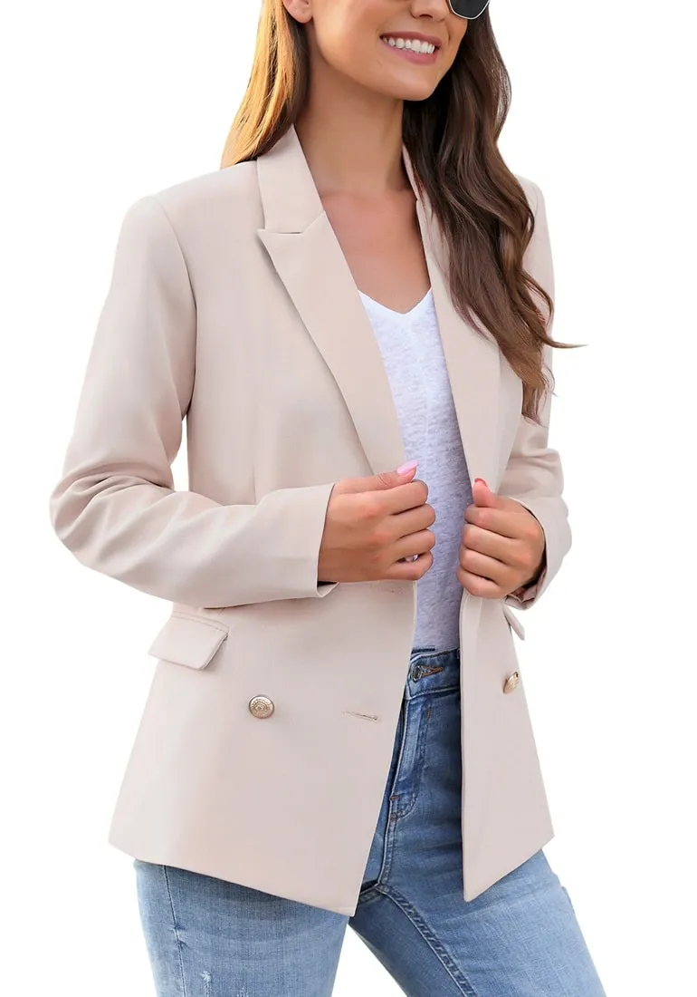 Light Mauve Notch Lapel Double-Breasted Blazer