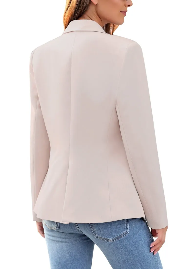 Light Mauve Notch Lapel Double-Breasted Blazer