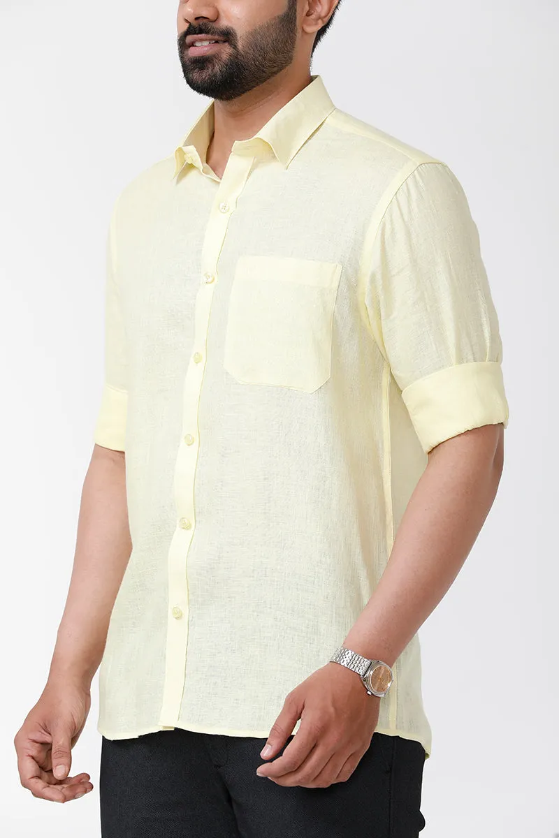 Linen Classic - Cyber Yellow Formal Shirts for Mens | Uathayam