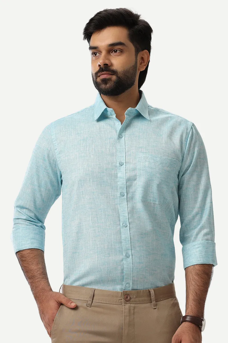 Linen Feel - Sky Blue Formal Shirts For Men | Ariser