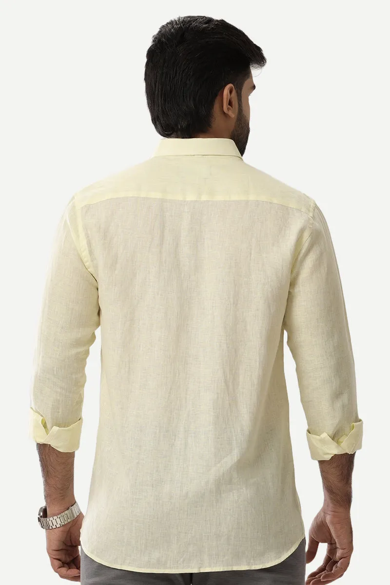 Linen Rise - Leaf Yellow Formal Shirts for Mens | Uathayam