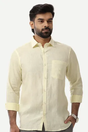 Linen Rise - Leaf Yellow Formal Shirts for Mens | Uathayam