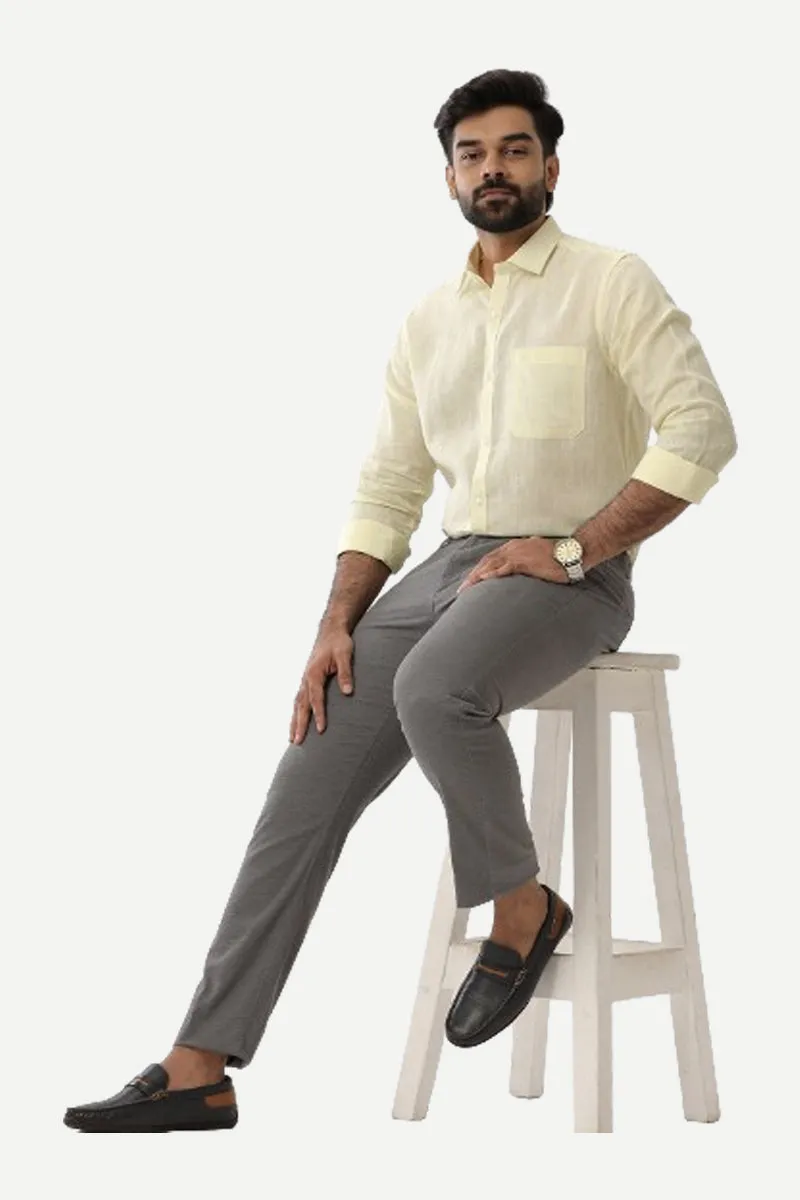 Linen Rise - Leaf Yellow Formal Shirts for Mens | Uathayam