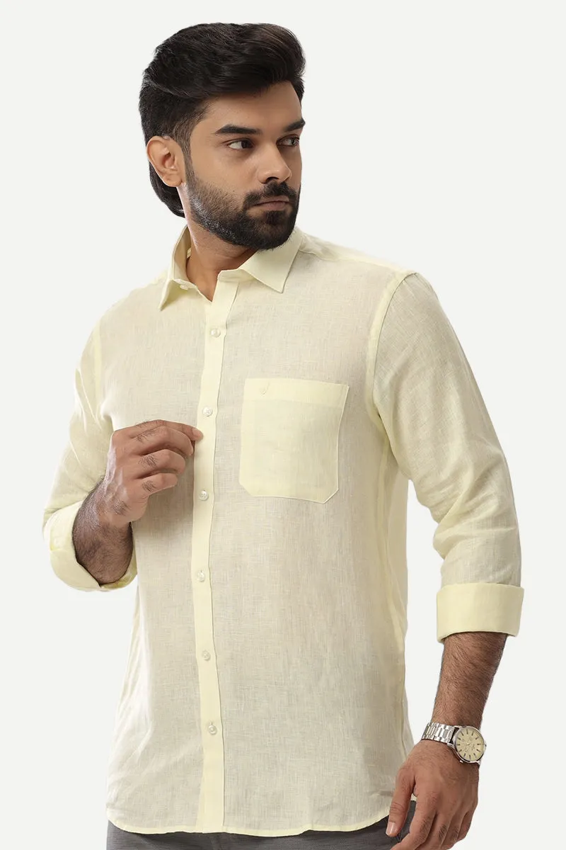 Linen Rise - Leaf Yellow Formal Shirts for Mens | Uathayam