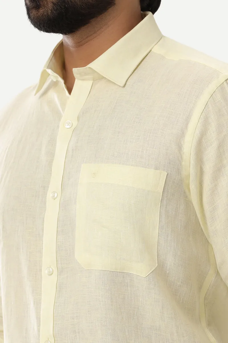 Linen Rise - Leaf Yellow Formal Shirts for Mens | Uathayam