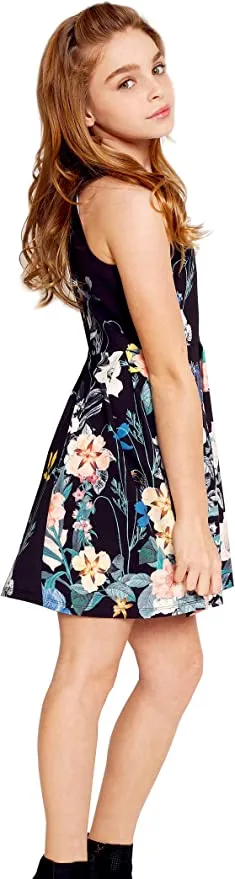 Little I Big Girls Statement Floral Skater Dress