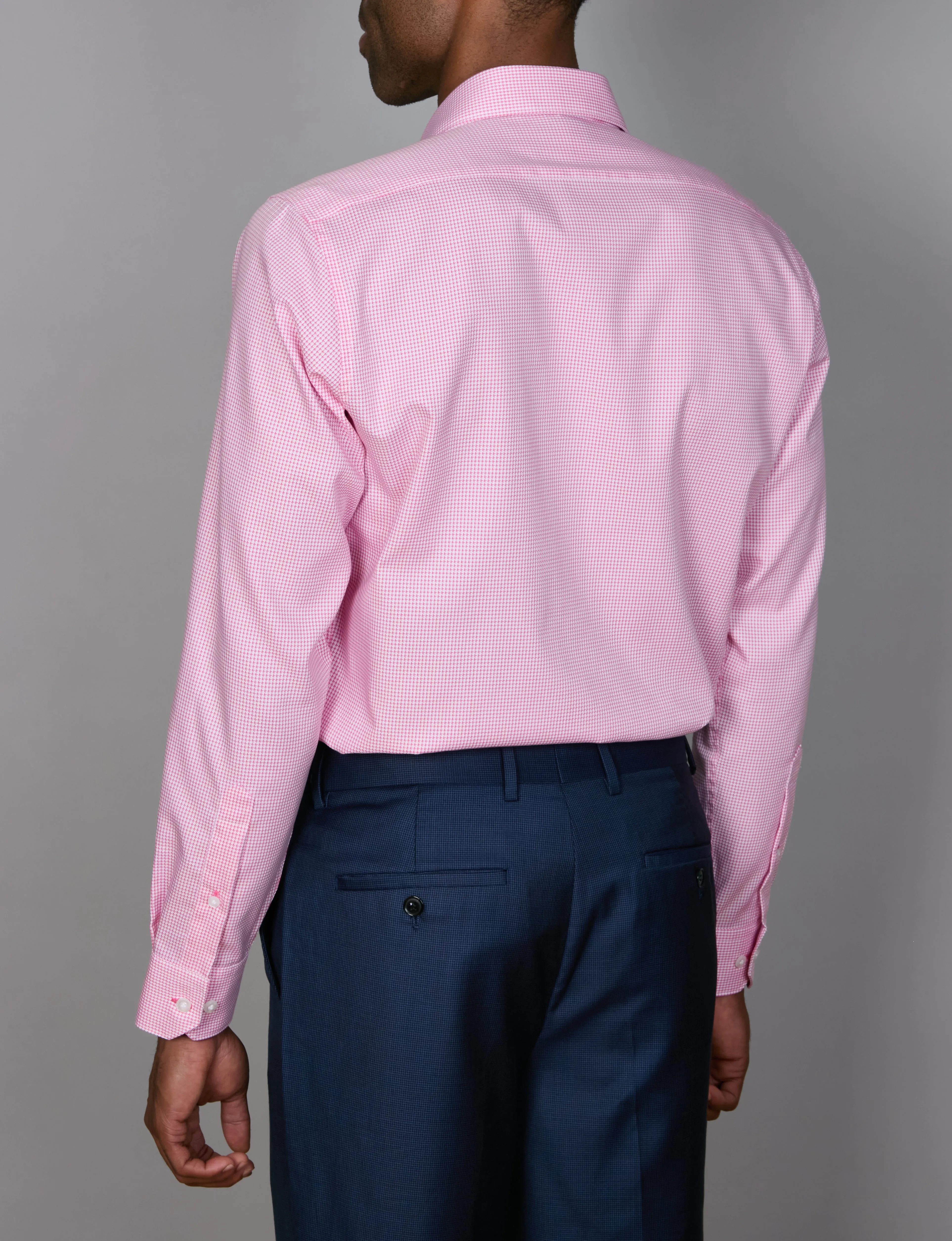 Long Sleeve Business Shirt - Mastiff Tooth - Fuschia & White