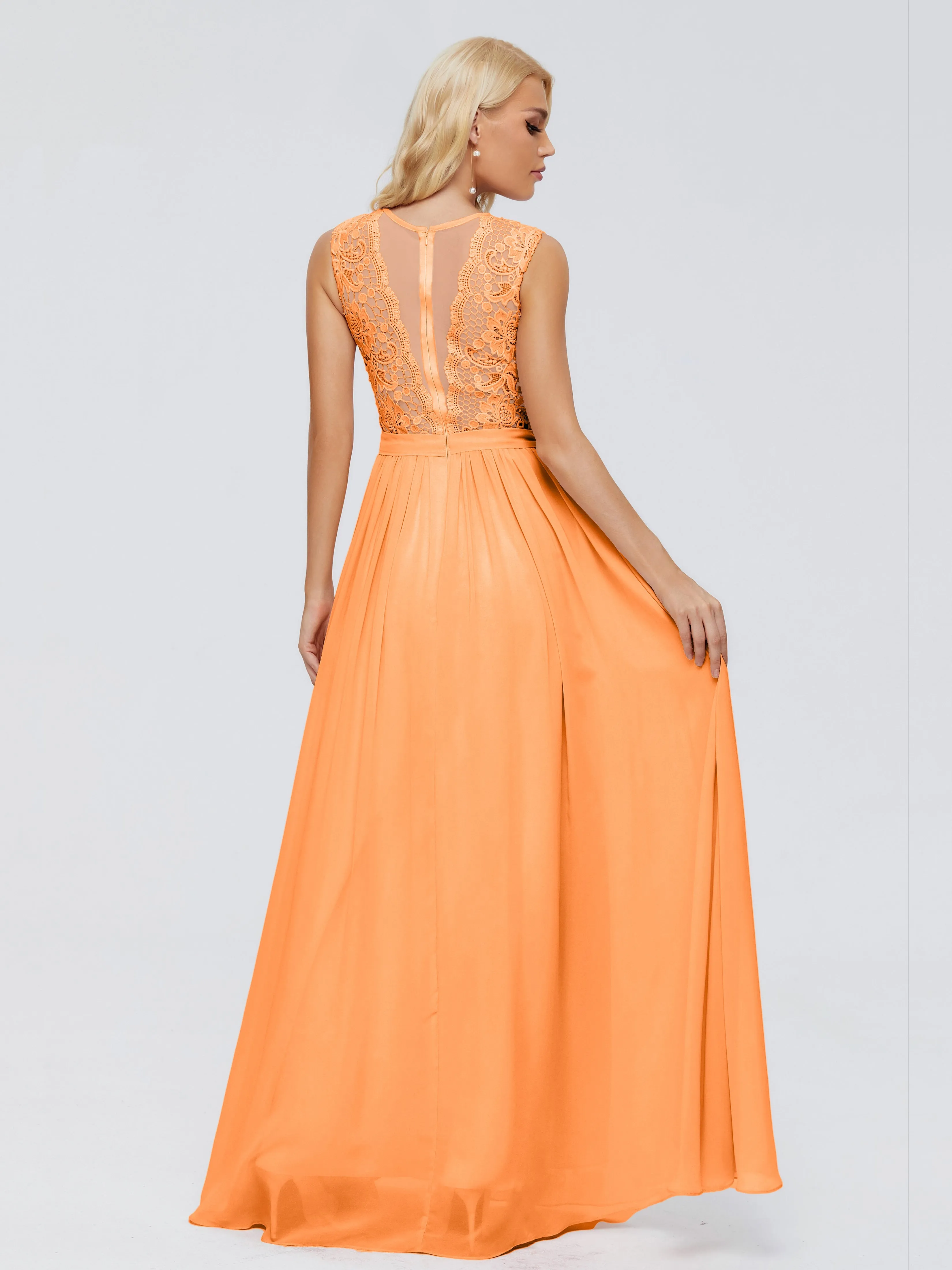 Melody Elegant Bateau Chiffon Bridesmaid Dresses